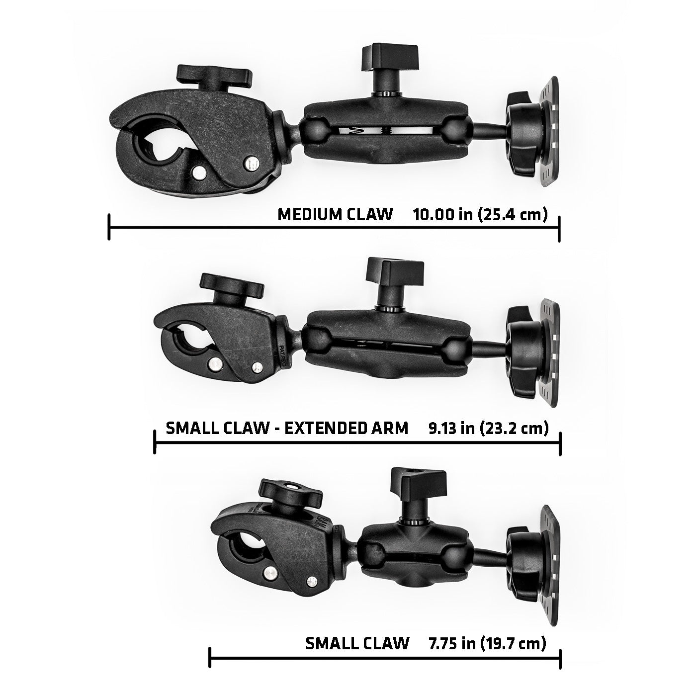 PIVOT Claw Mount Articulating Geometry and Yoke Compatibility Chart